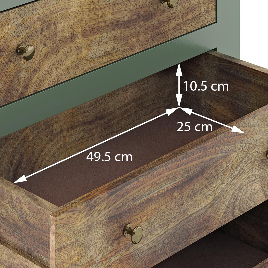 Avelin Solid Wood Chest of 5 Drawers in Sage Green Finish