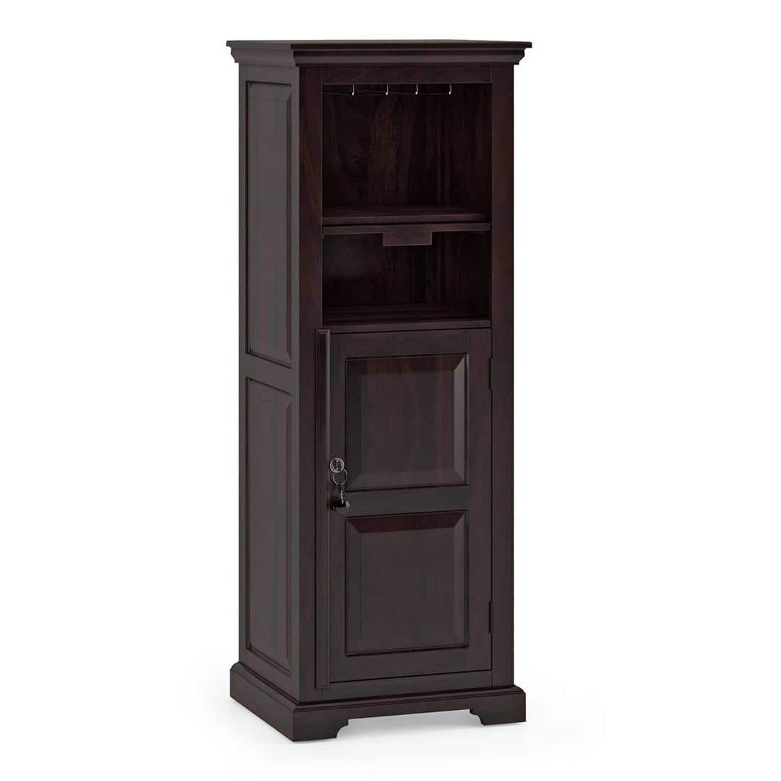 Mateo Solid Wood Bar Cabinet in Mahogany Finish