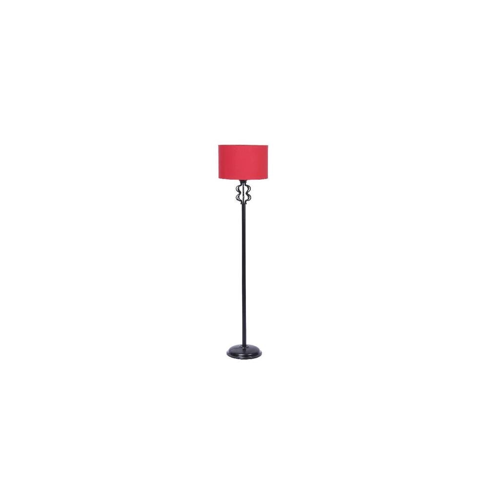 Poppy Red Fabric Floor Lamp with Black Iron Base