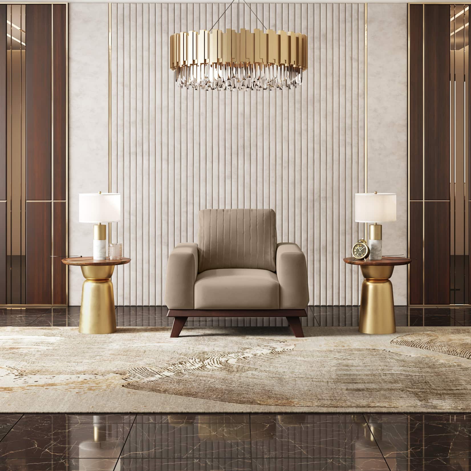 Granada Premium 1 Seater Fabric Sofa in Biscuit Velvet Colour