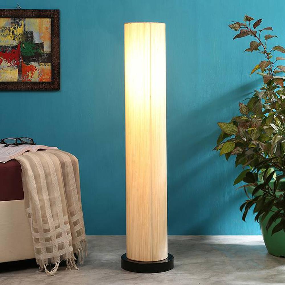 Channing White Cotton Shade Floor Lamp - Devansh