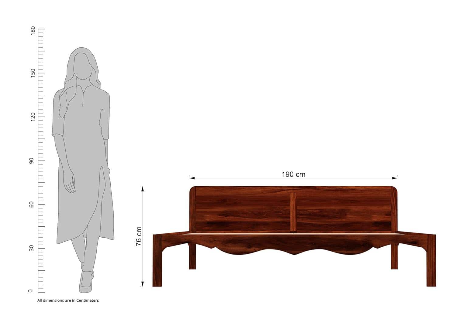 Isabella Solid Wood King Size Non Storage Bed In Honey Oak Finish