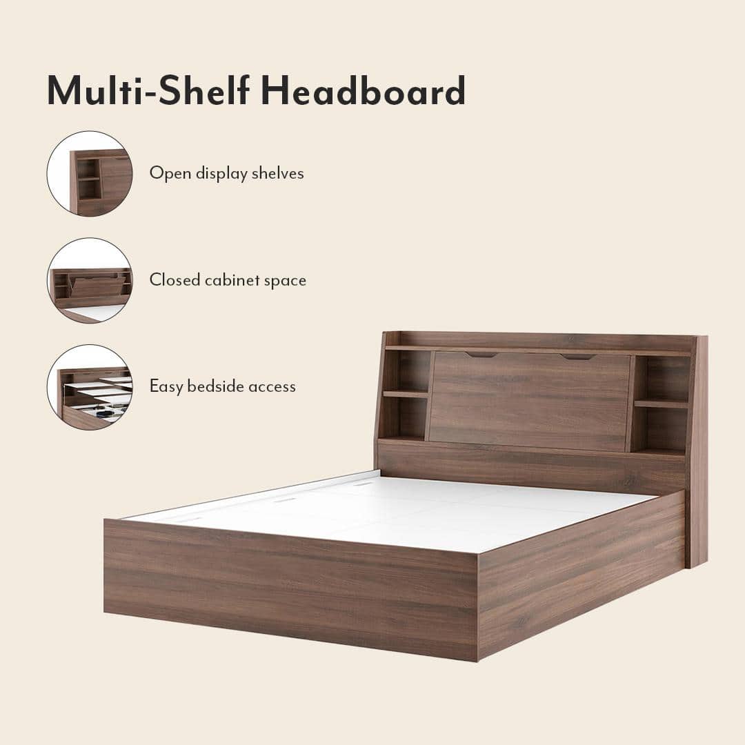 Scott King Size Box Storage Bed in Classic Walnut Finish
