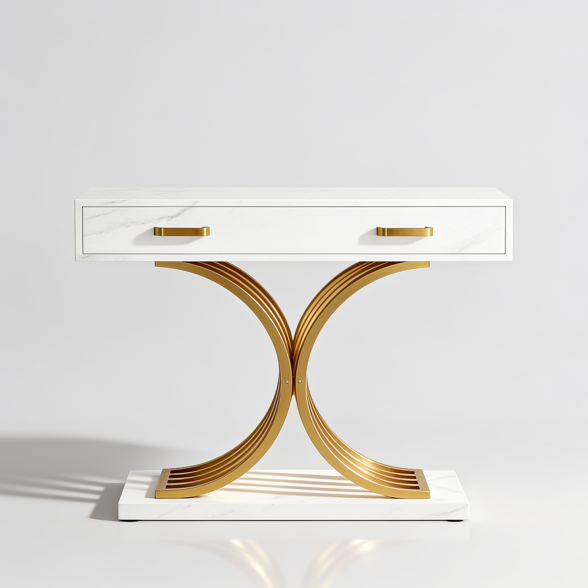 White Gold Curve Console Table - Handicrafts Town