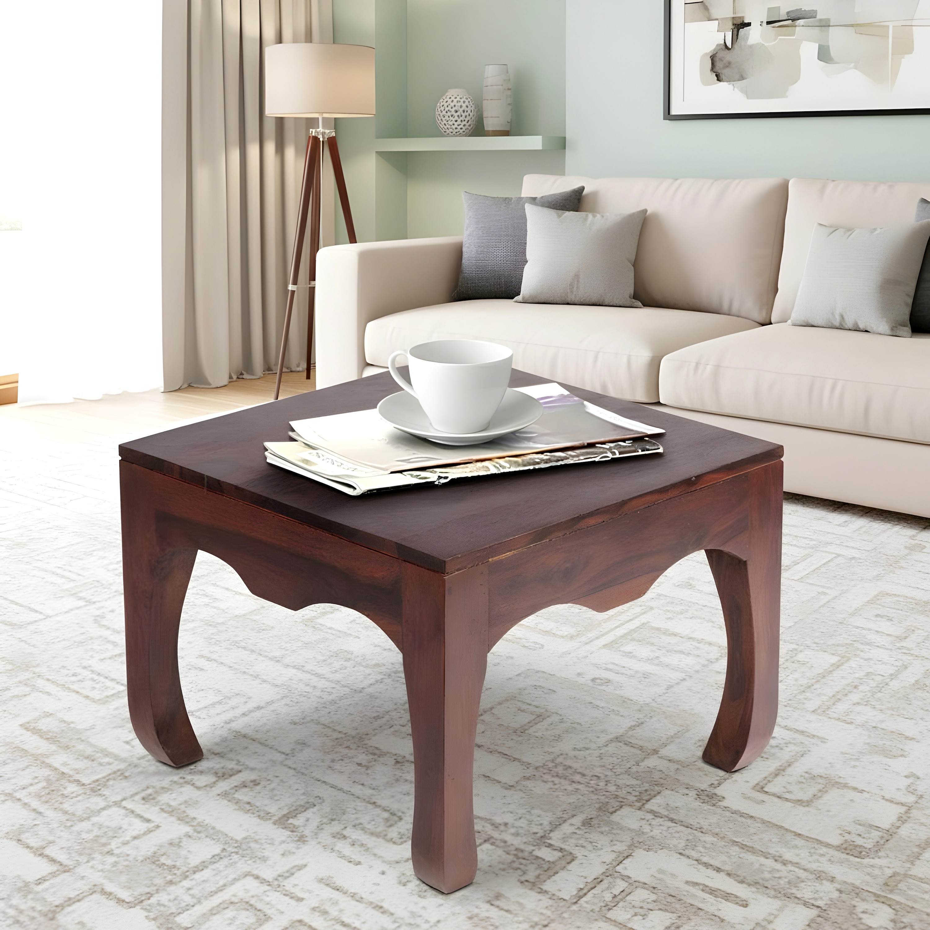 Lyon Sheesham Wood Coffee Table In Walnut Finish