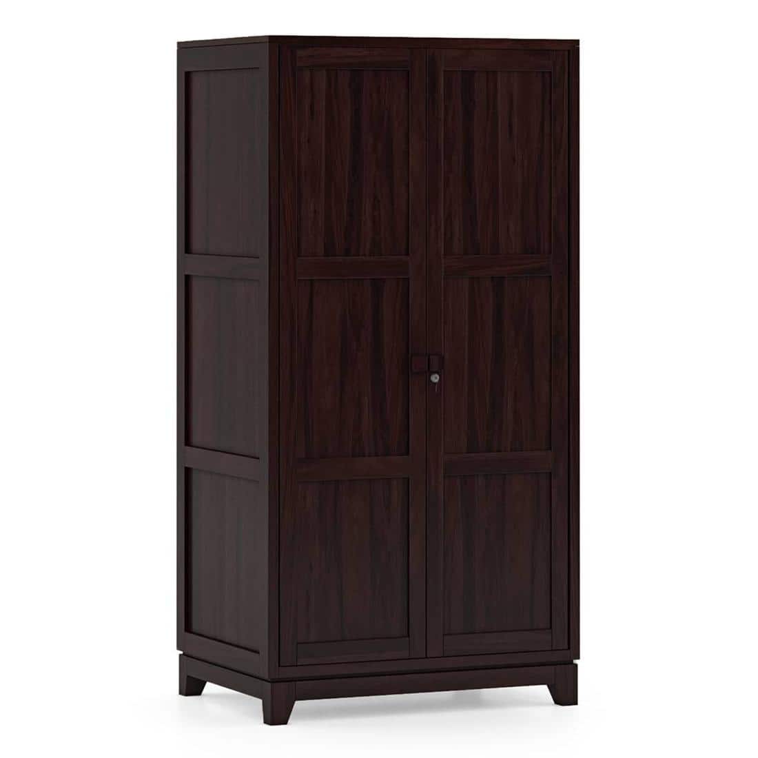Magellan Solid Wood 2 Door Wardrobe in Mahogany Finish