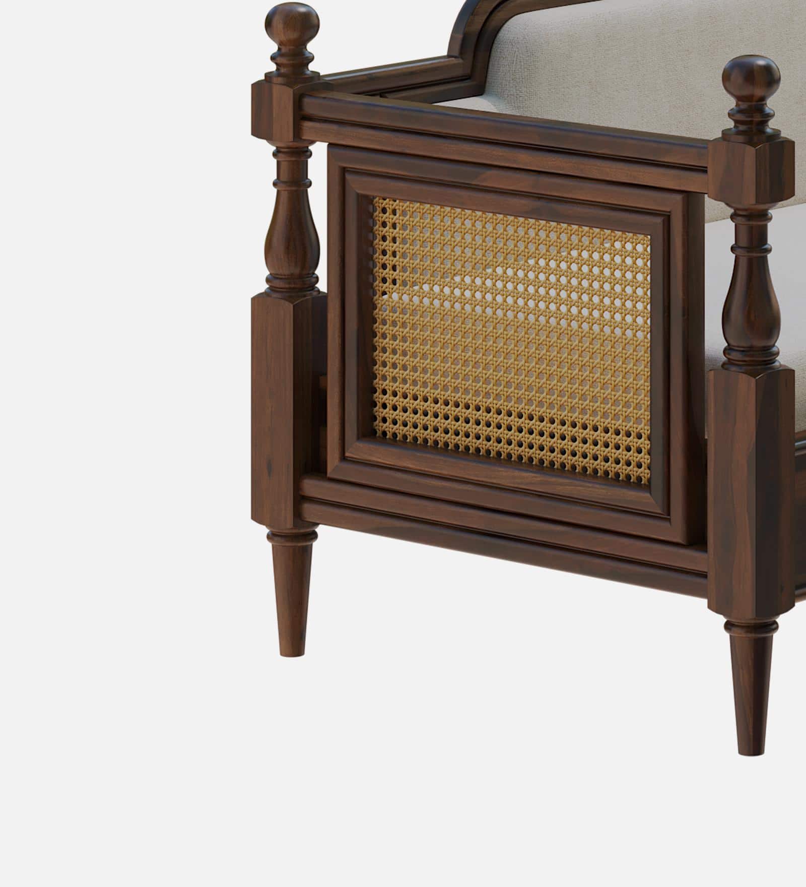 Rattan Solid Wood 2 Seater Sofa in Provincial Teak Finish