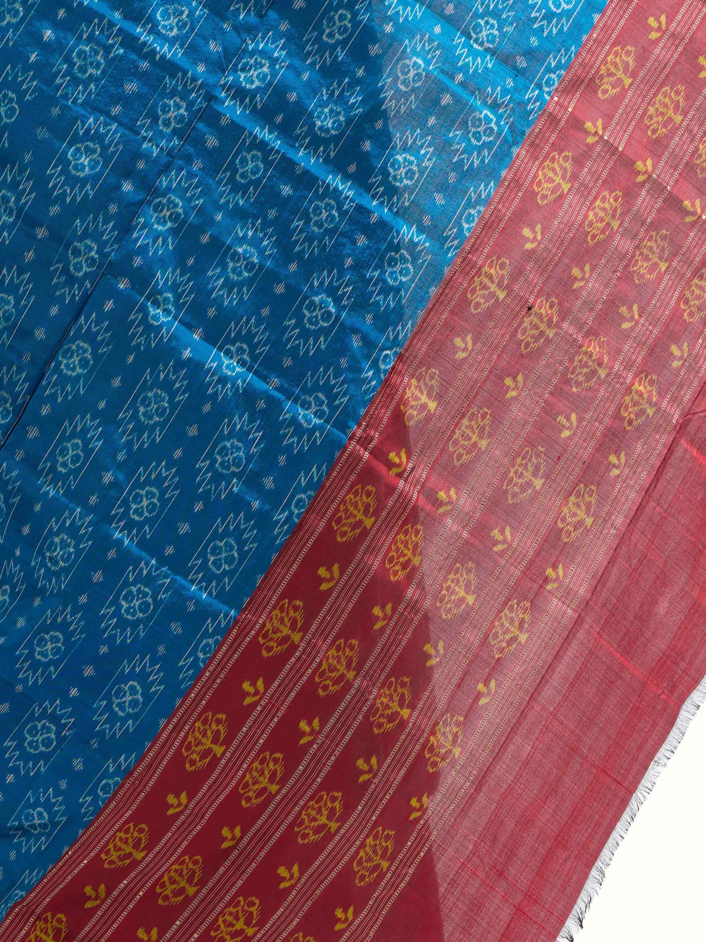 Blue Ikat Silk Handwoven Dupatta