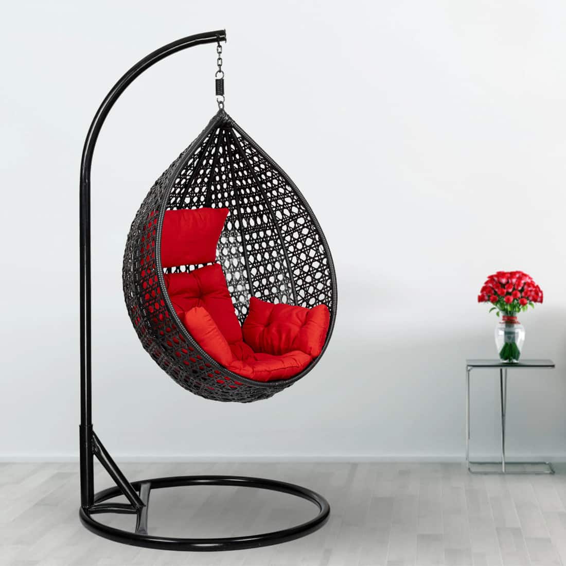 Premium Egg Single Seater 6 Star Swing Chair Red