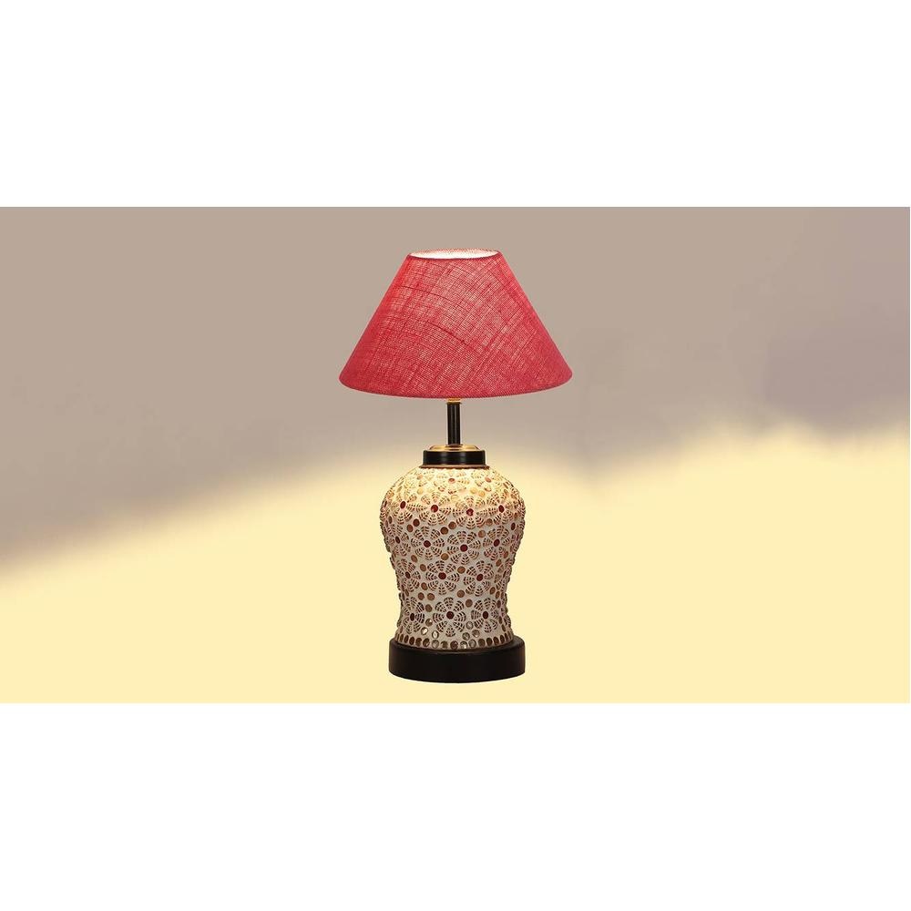 Averie Pink Jute Glass Table lamp with Iron Base