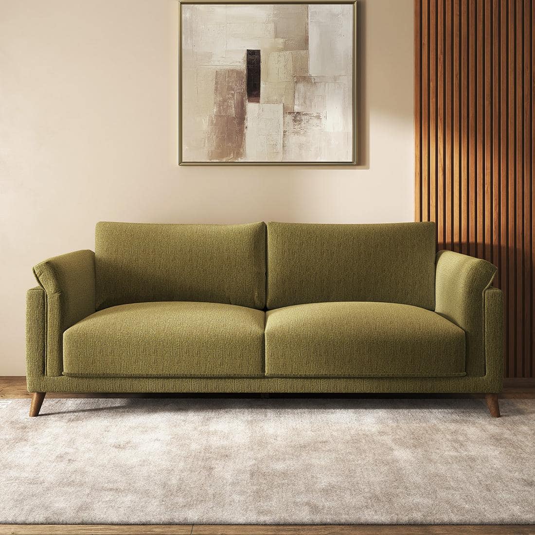 Diana 3 Seater Fabric Sofa In Olive Green Colour