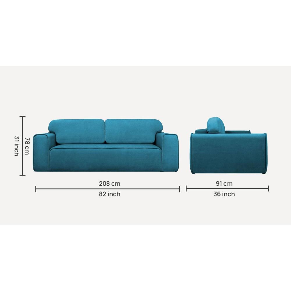 Parega 3 Pull Out Sofa Cum Bed In Blue Colour