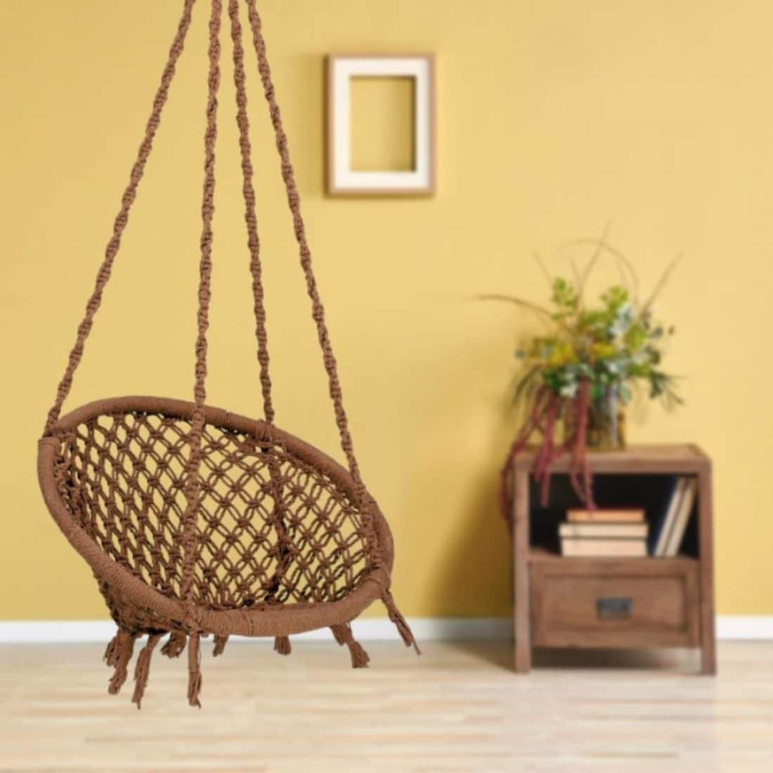 Swingzy Cotton Round Swing for Adults Brown Without Accessories