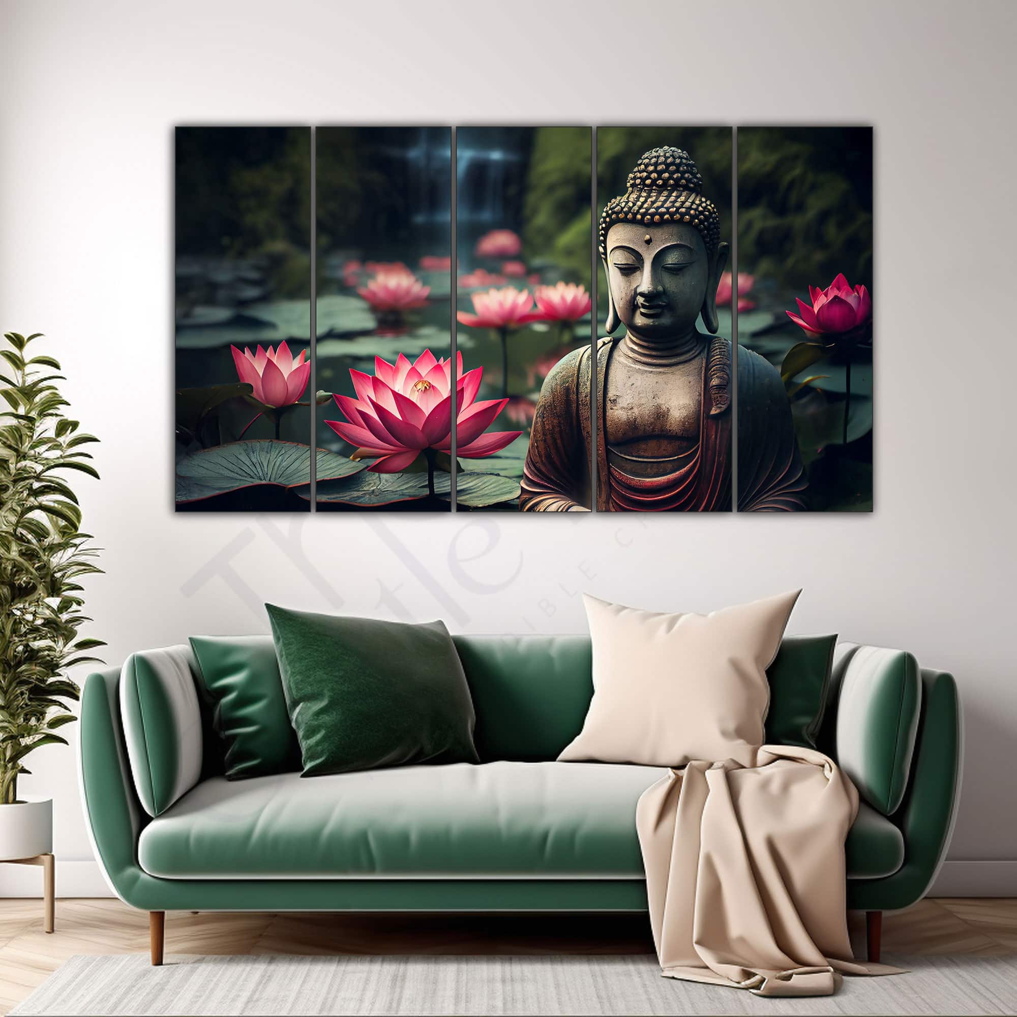 The Castle Decor Lord Buddha Meditation Wall Art Framed Painting 27x48 Inch (Style 1) - The Castle Decor