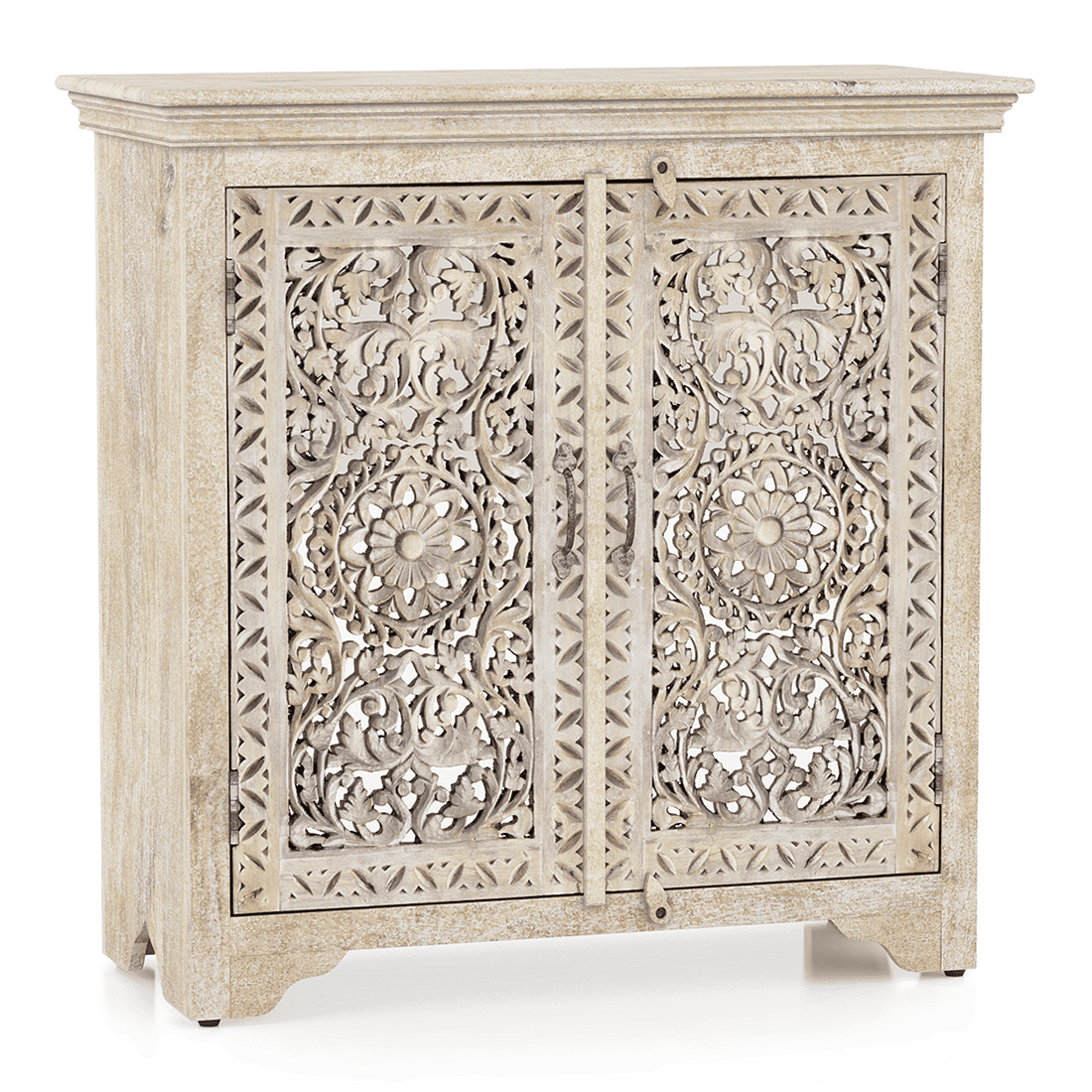 Anokhi Solid Wood Sideboard In Rustic White Finish