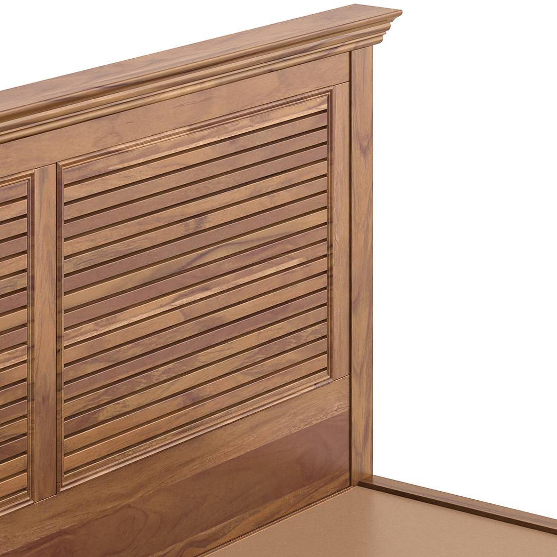 Tuscany Solid Wood King Size Non Storage Bed In Latin American Teak Finish