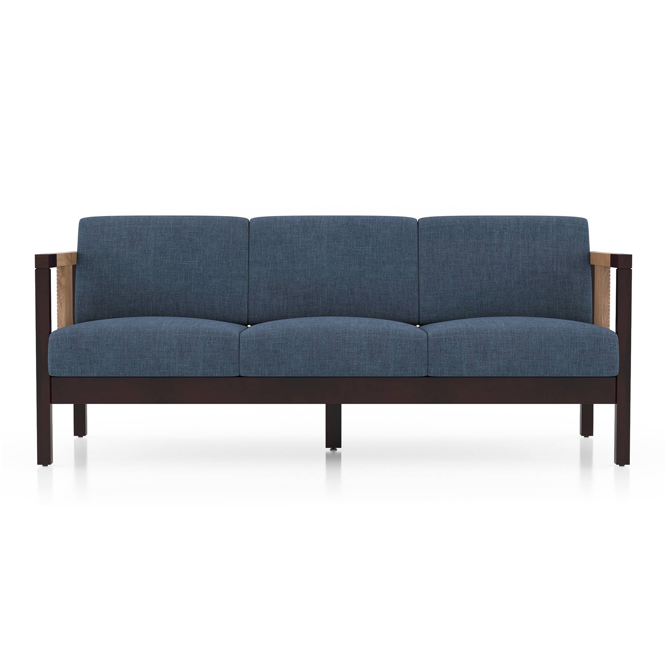 Cairo 3 Seater Wooden Sofa (Midnight Indigo Blue)