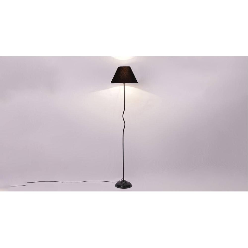 Quinn Black Cotton shade with Iron floor lamp
