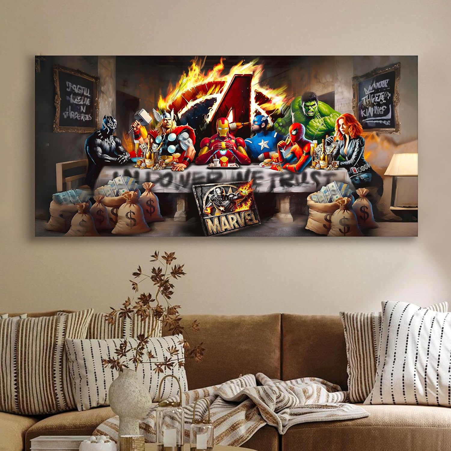 Luxury Action Theme Pop Art Canvas Wall Painting Living Room Decor 22x46 Inch - Art Street
