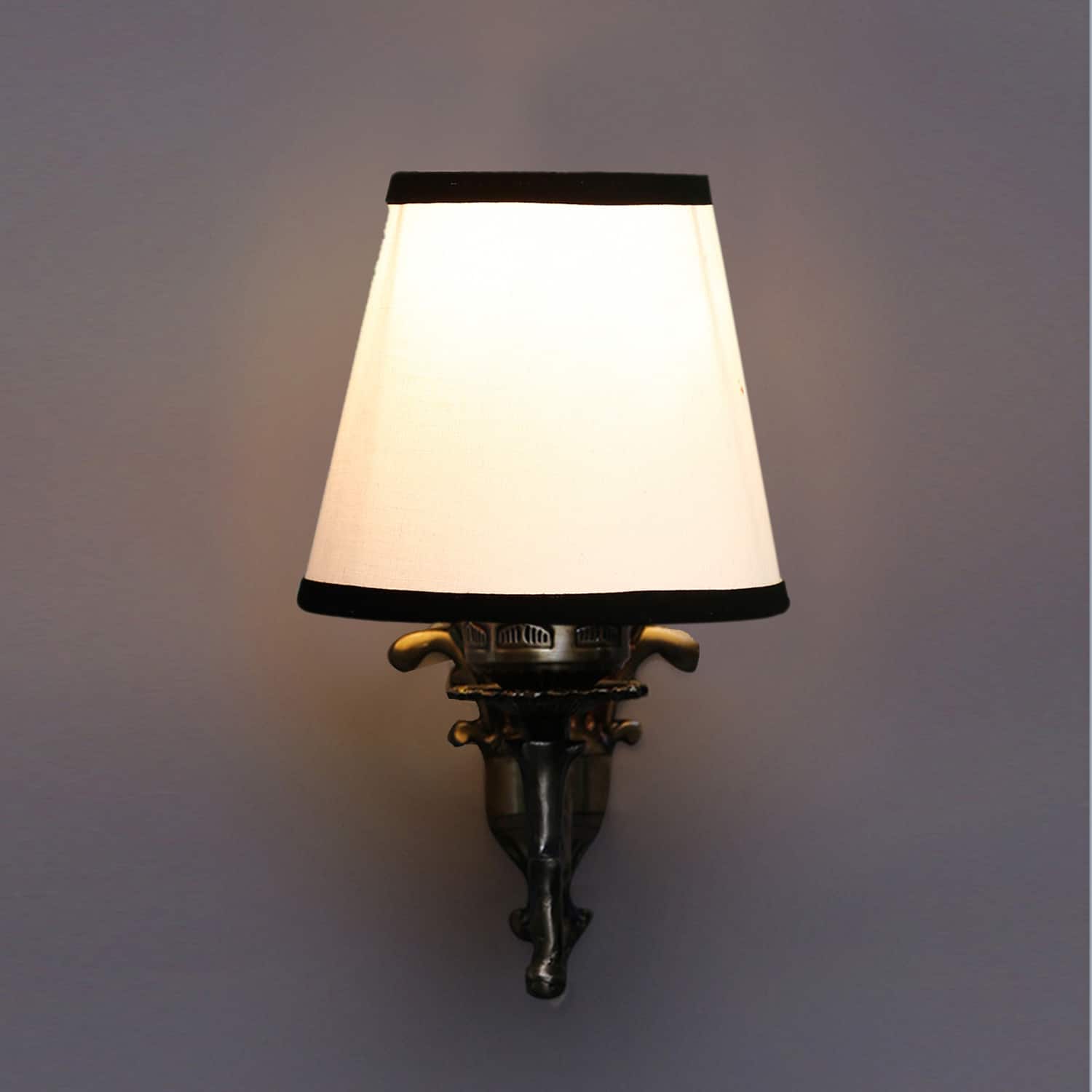 Devansh Metal Electric Wall Light in Antique Gold Colour with White & Black Shade Count of 1 Light - Devansh