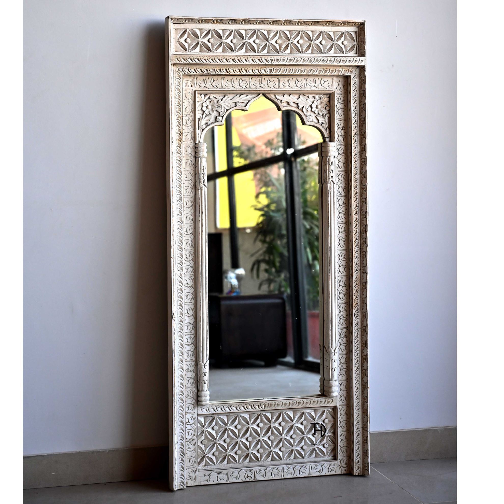 Jharokha Mirror Frame in White Colour