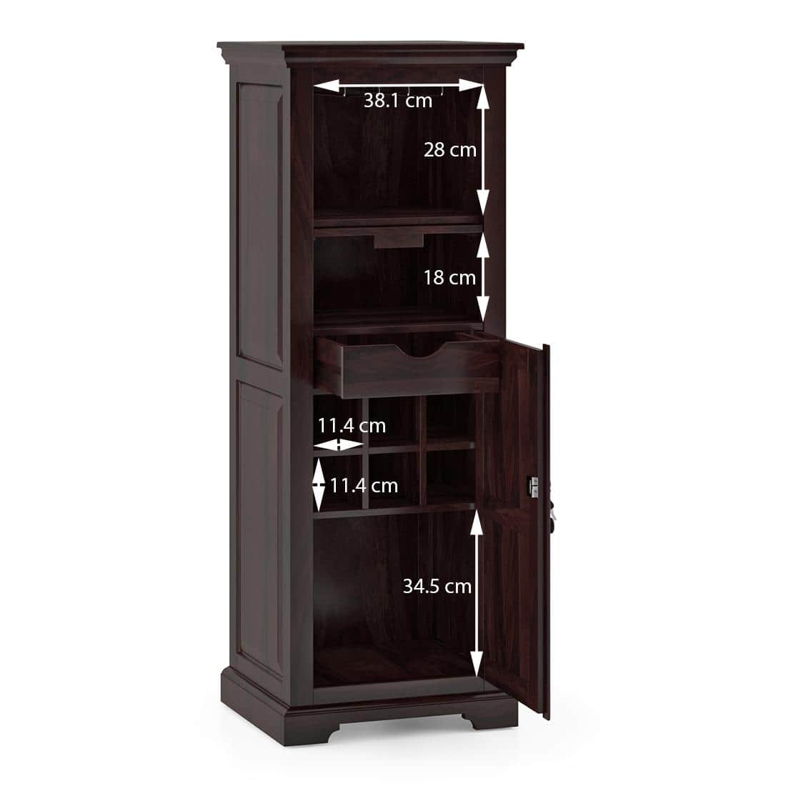 Mateo Solid Wood Bar Cabinet in Mahogany Finish