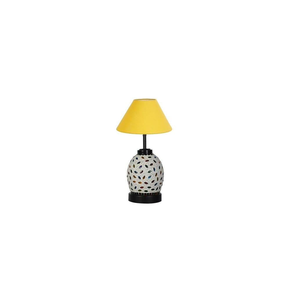 Kayleigh Yellow cotton Glass Table lamp with Iron Base