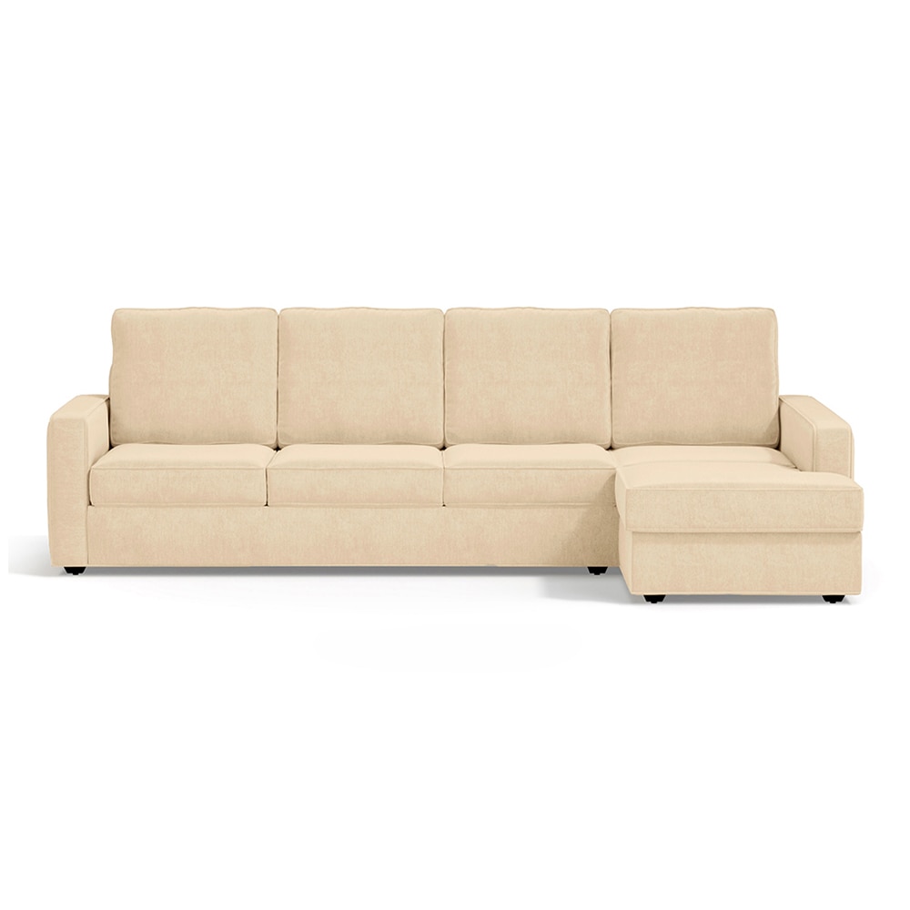 Apollo Sofa (Colour : Birch Beige, Cushion : Hard, Back Type : High Back, Seating Capacity : Right Aligned 3 Seater + Right Aligned Chaise) - Urban Ladder