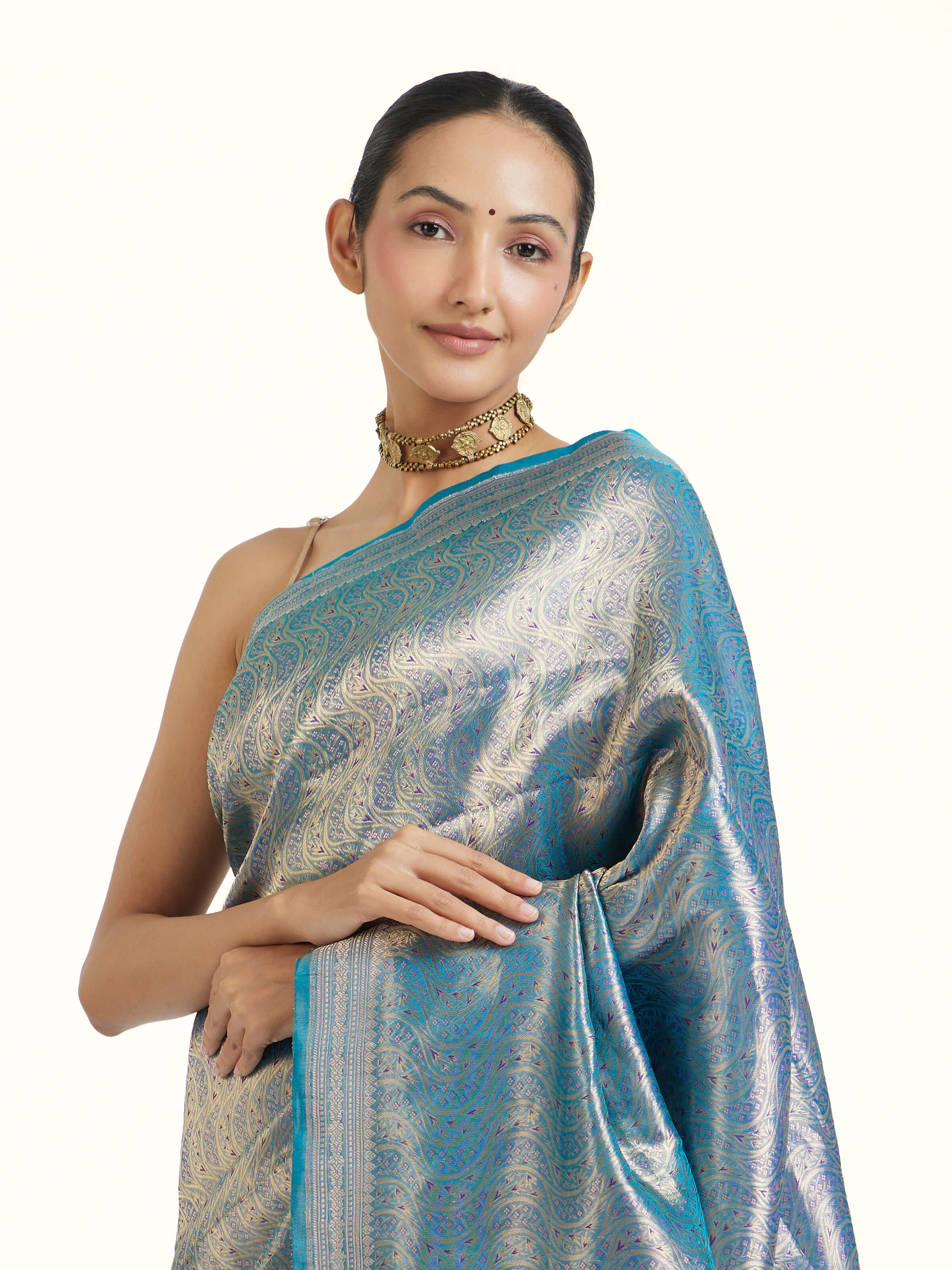 Blue Banarasi Tissue Silk Saree