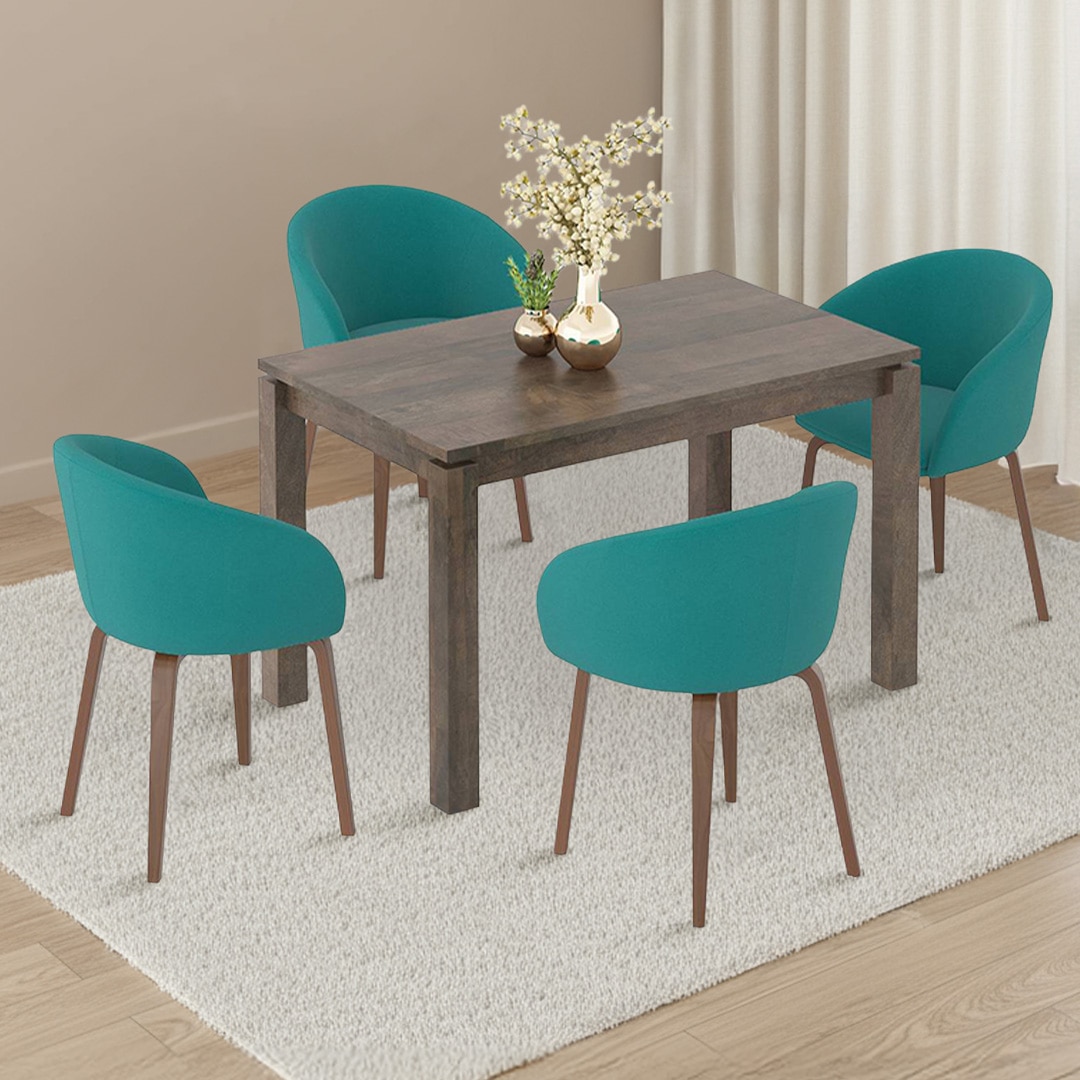 Atlas Solid Wood 4 Seater Dining Table With Meryl Lounge Chairs
