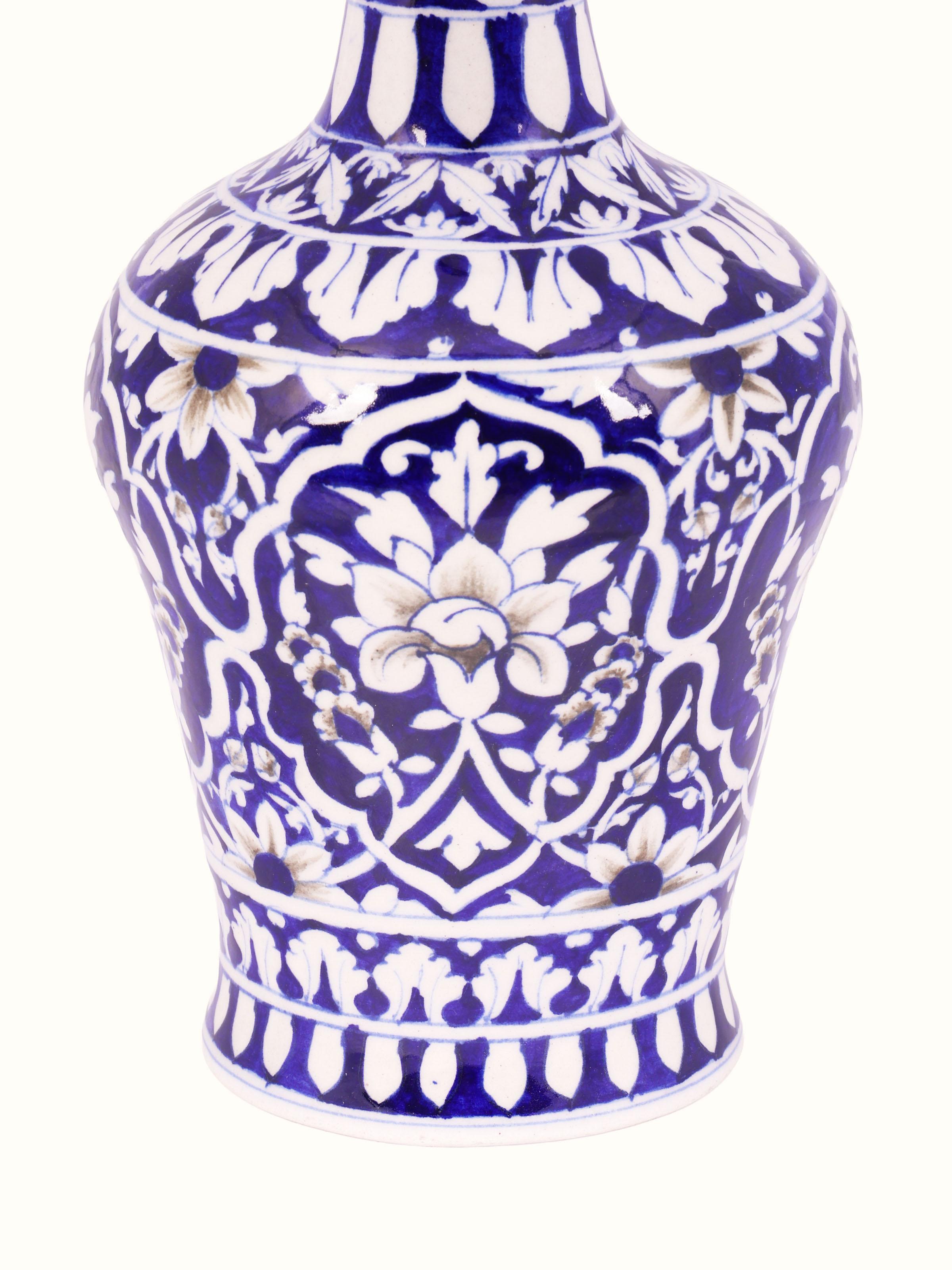 Detail shot of Blue Pottery Ceramic Table Vase