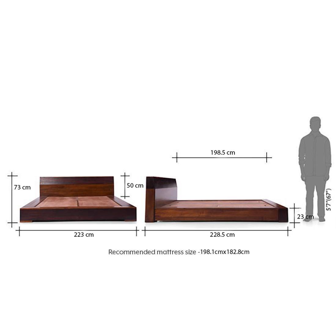 Duetto Solid Wood King Size Bed In Two Tone Finish