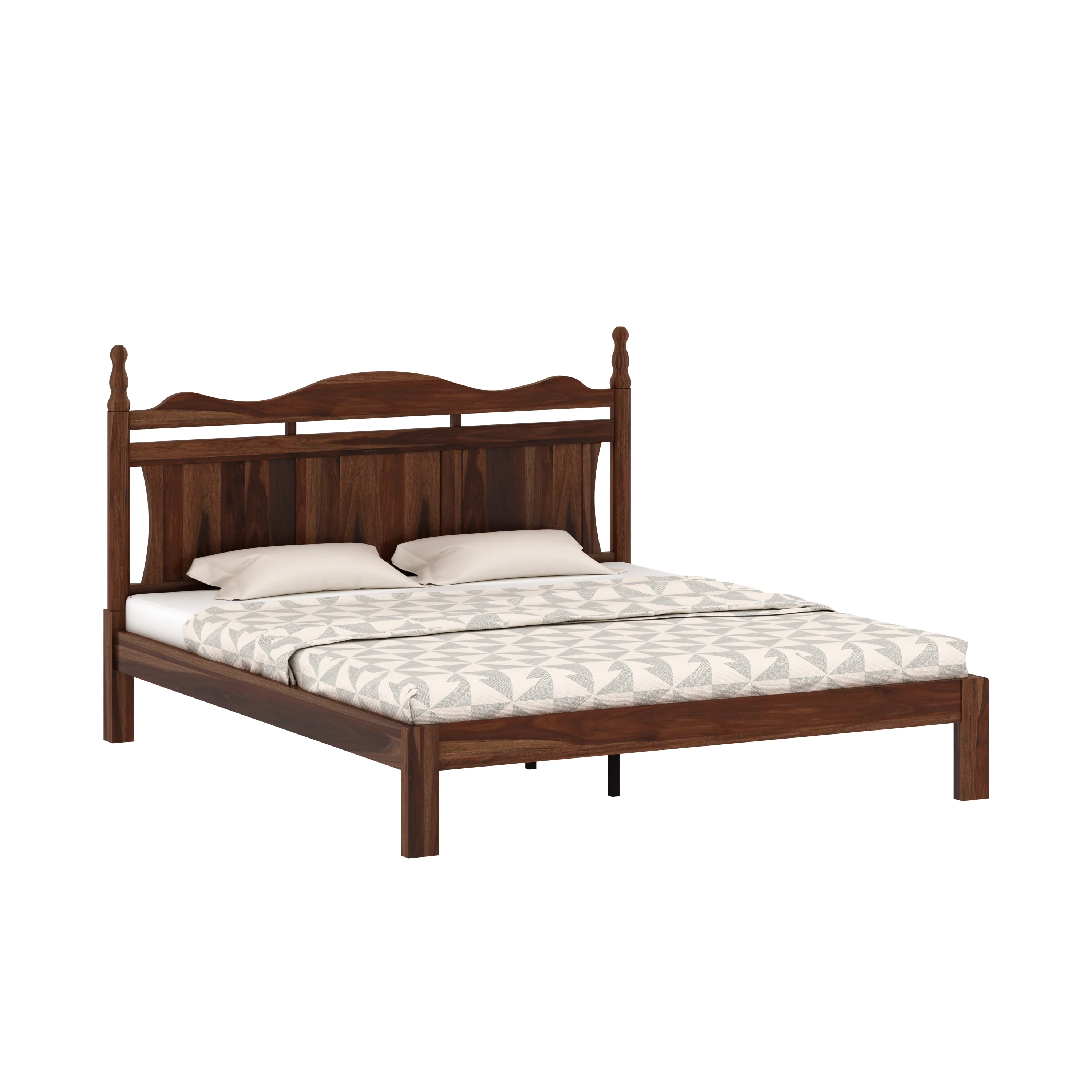 Lavento Solid Wood King Size Bed Non Storage In Provincial Teak Fininsh