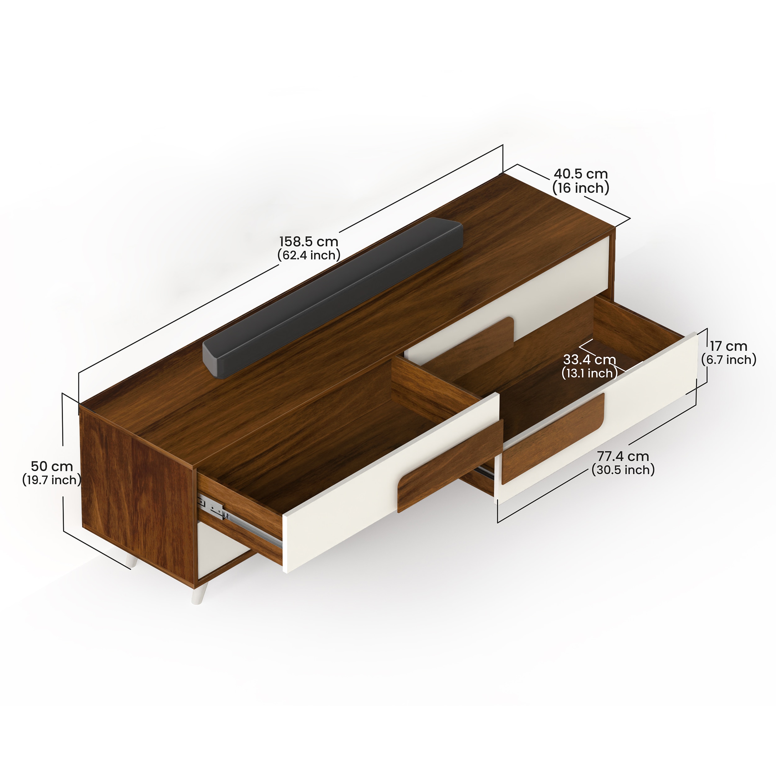 BLUEWUD Mayrone Engineering Wood TV Entertainment Unit Set Top Box Stand/TV Panel Cabinet/Chest of Drawers with Storage Shelves for Books & D�cor Display Unit Upto 60 Inches (Brown Maple & White)