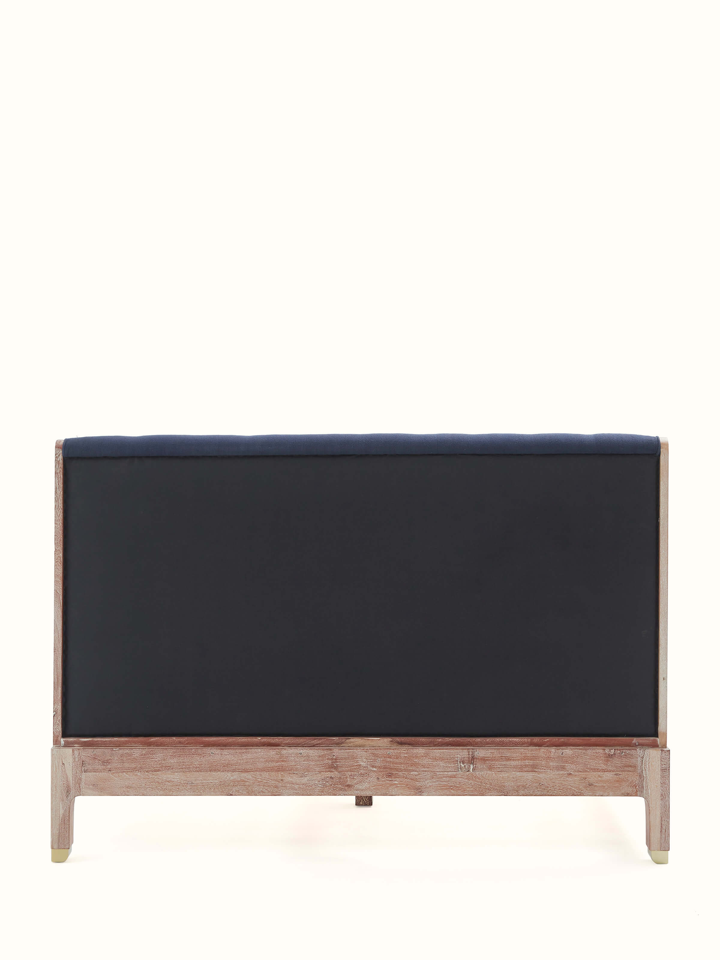 Acacia Wood King-size Bed with Handloom Fabric Upholstered Headboard