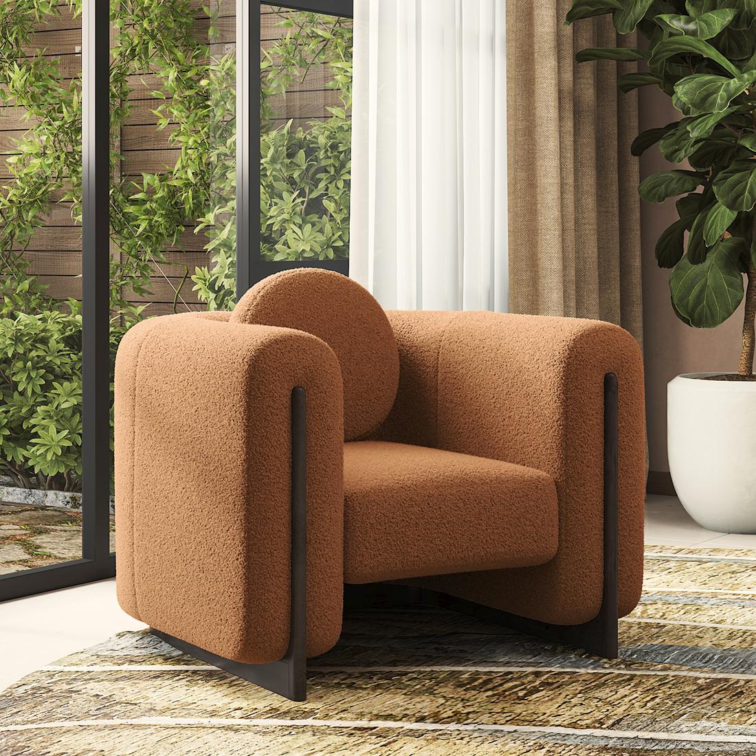 Reno Lounge Chair in Rust Himalaya Boucle Colour