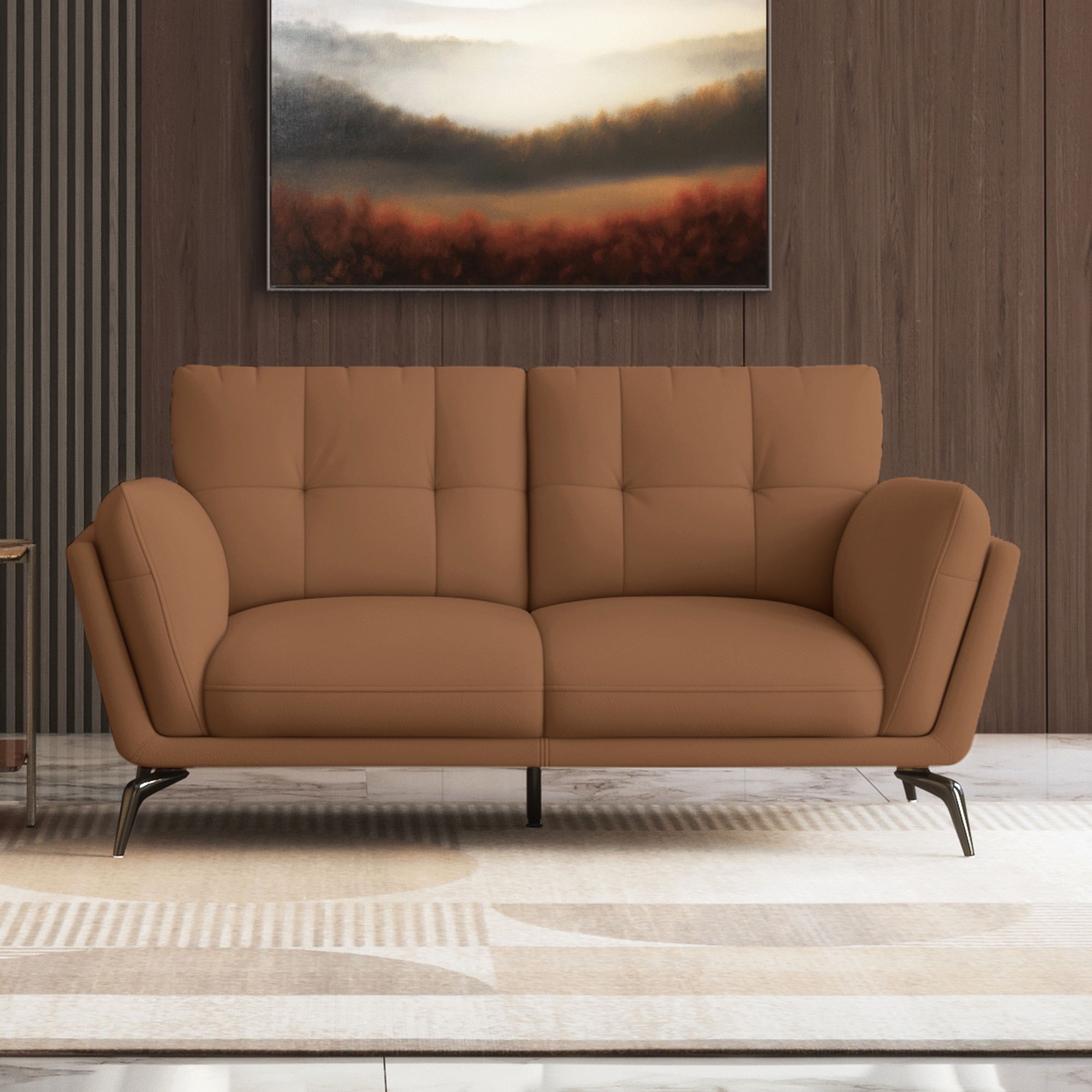 Vetra 2 Seater Leather Sofa In Pecan Brown Colour