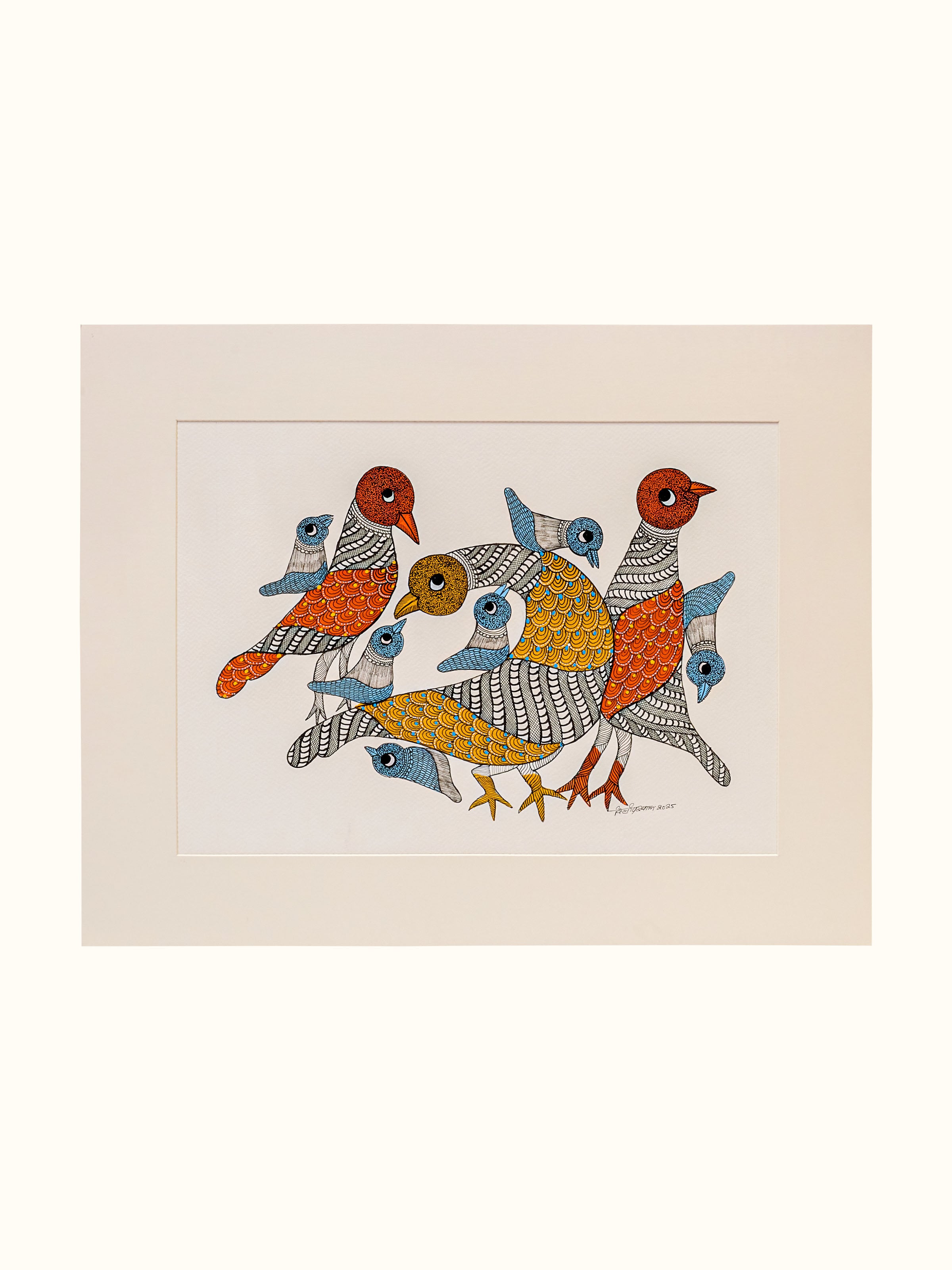 Resting Feathers Gond Art