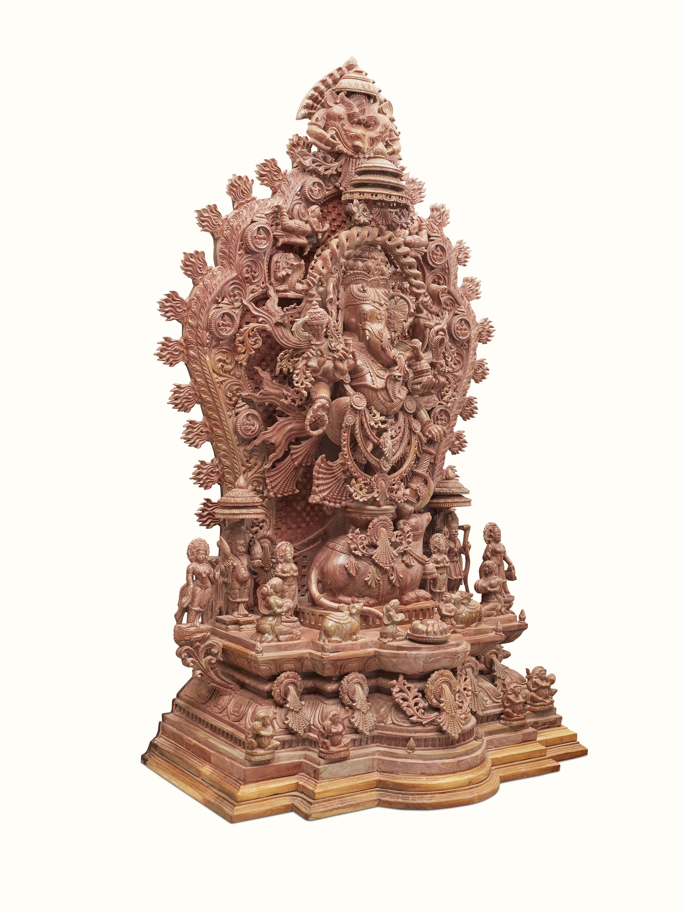 Side view of Stone Ganesha Idol highlighting detailed stonework and natural texture