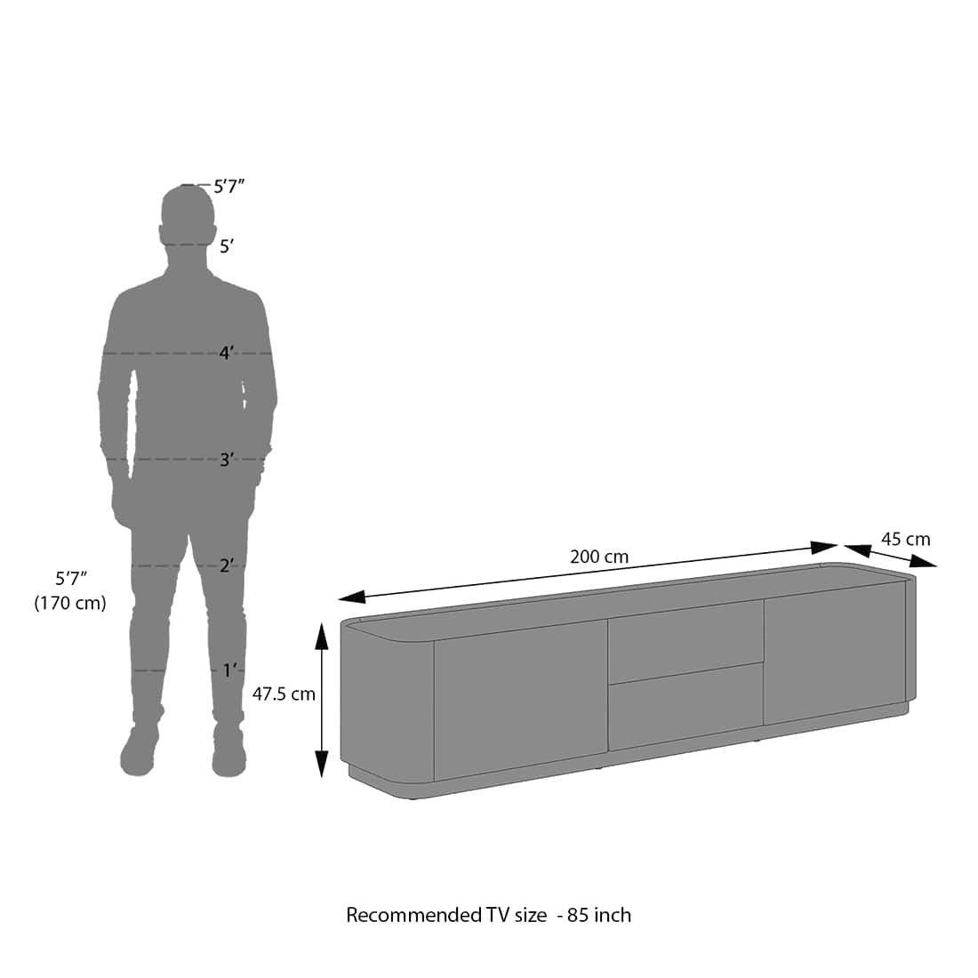 Dorian Engineered Wood TV Unit With Ceramic Top In Taupe High Gloss Finish