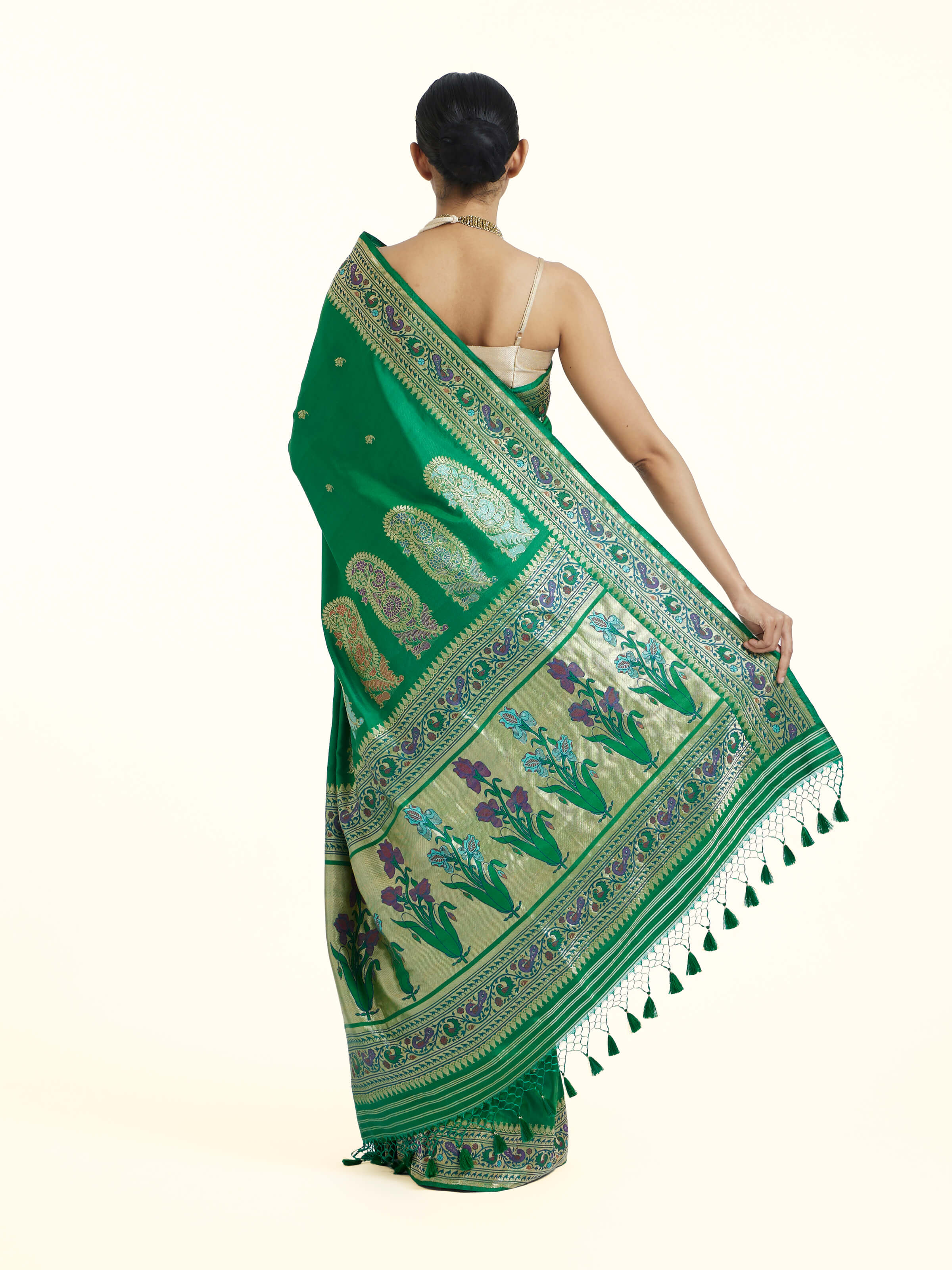 Green Ashavali Brocade Silk Saree