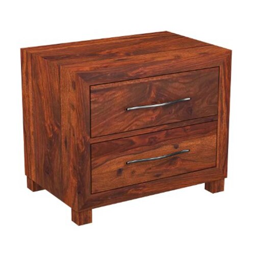 Birch Solid Wood Bedside Table in Teak Finish
