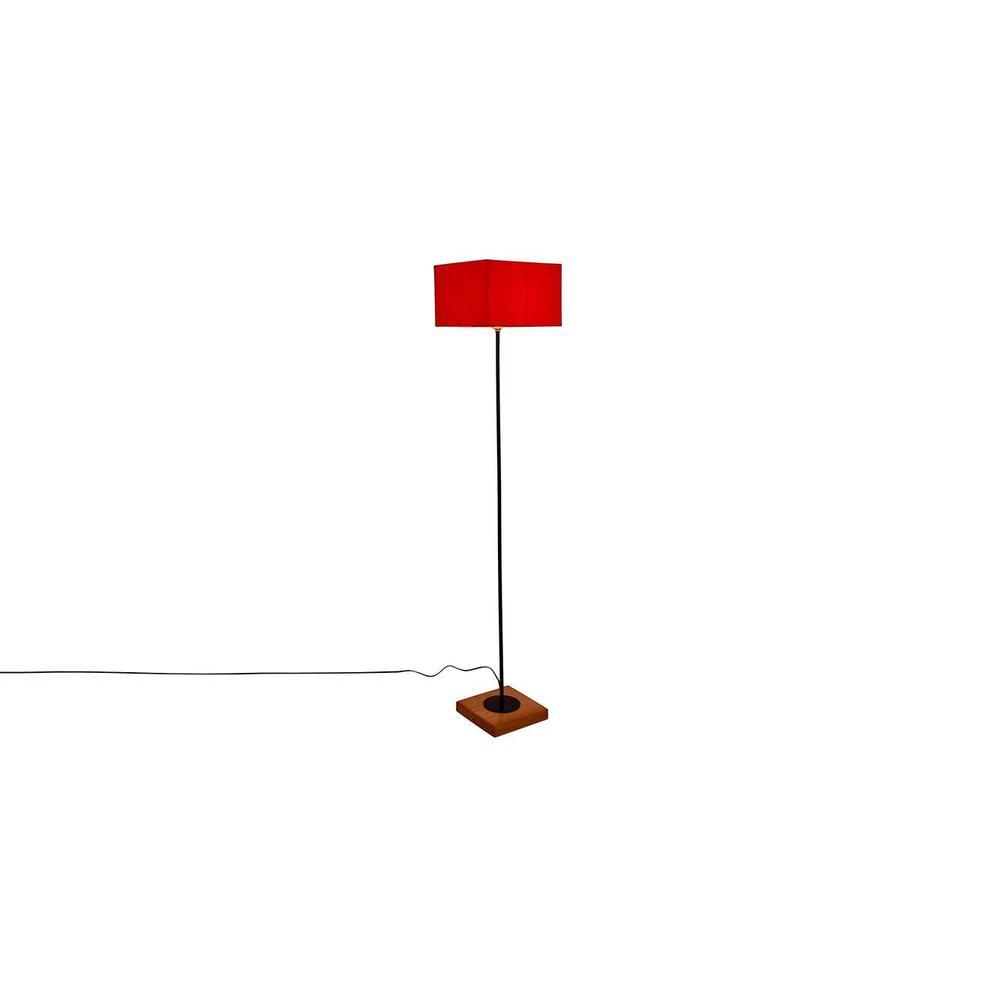 Drake Red Cotton Shade Floor Lamp