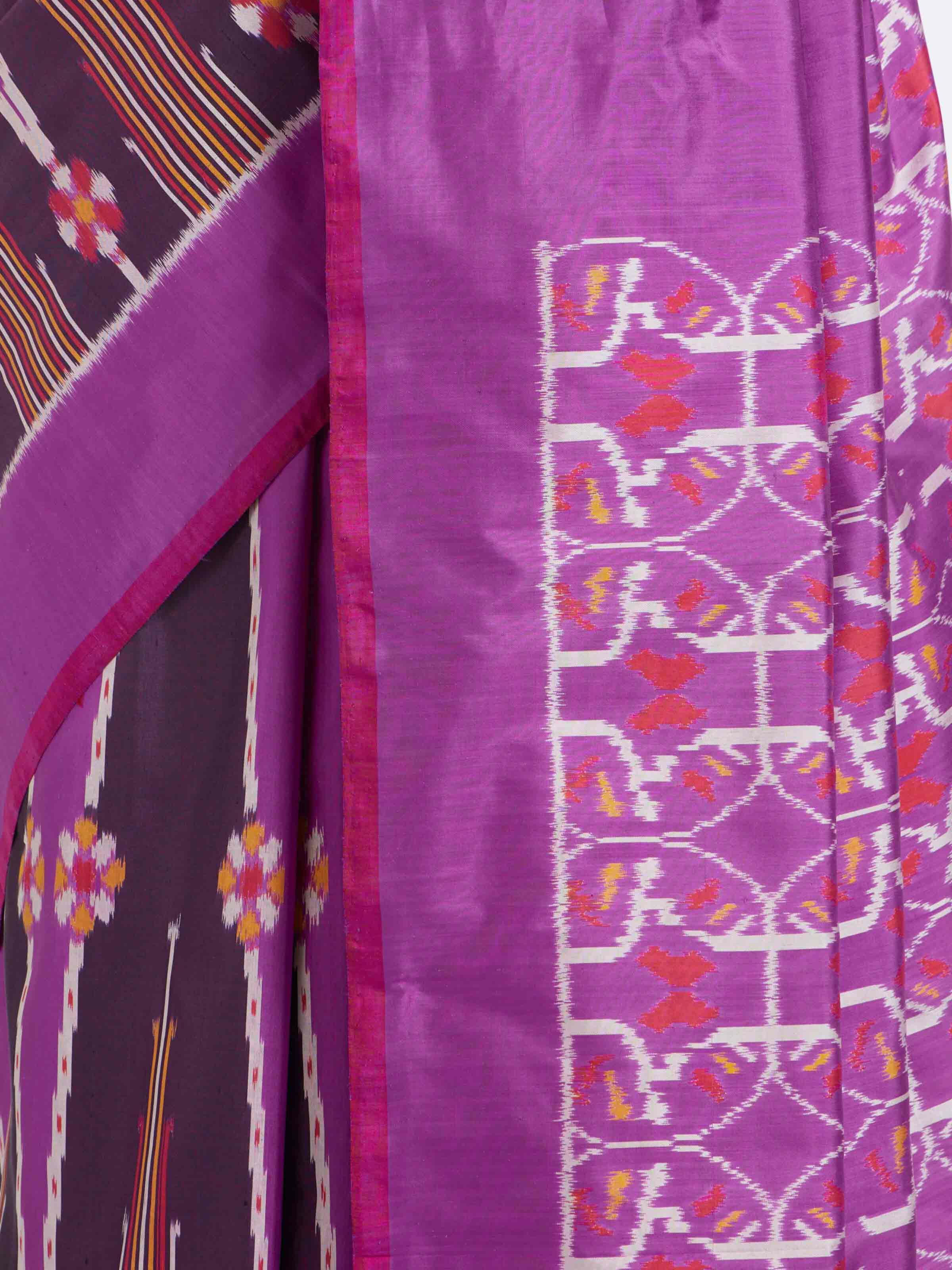 Purple Pochampally Single Ikat Saree