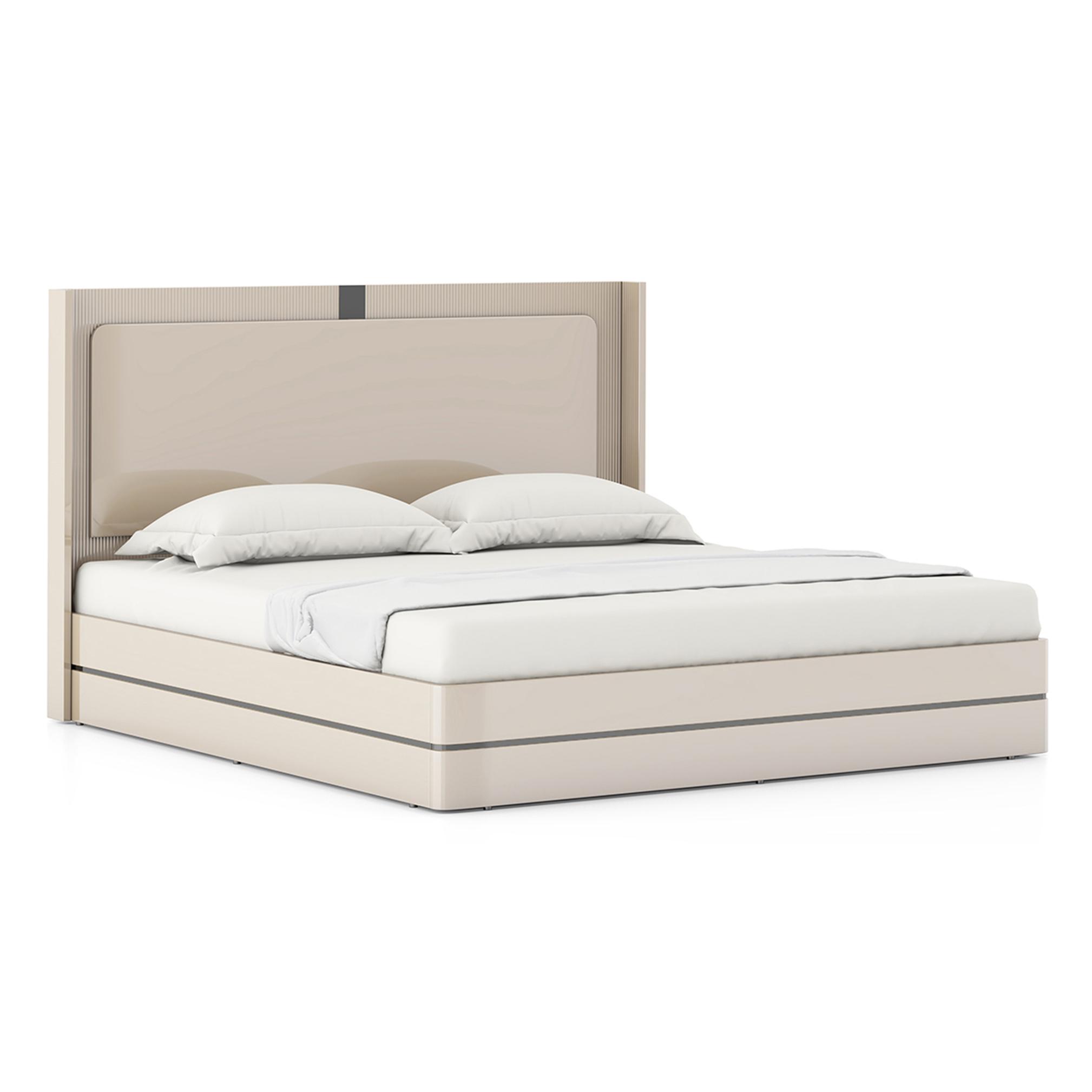 Naomi King Bed In High Gloss Beige Finish