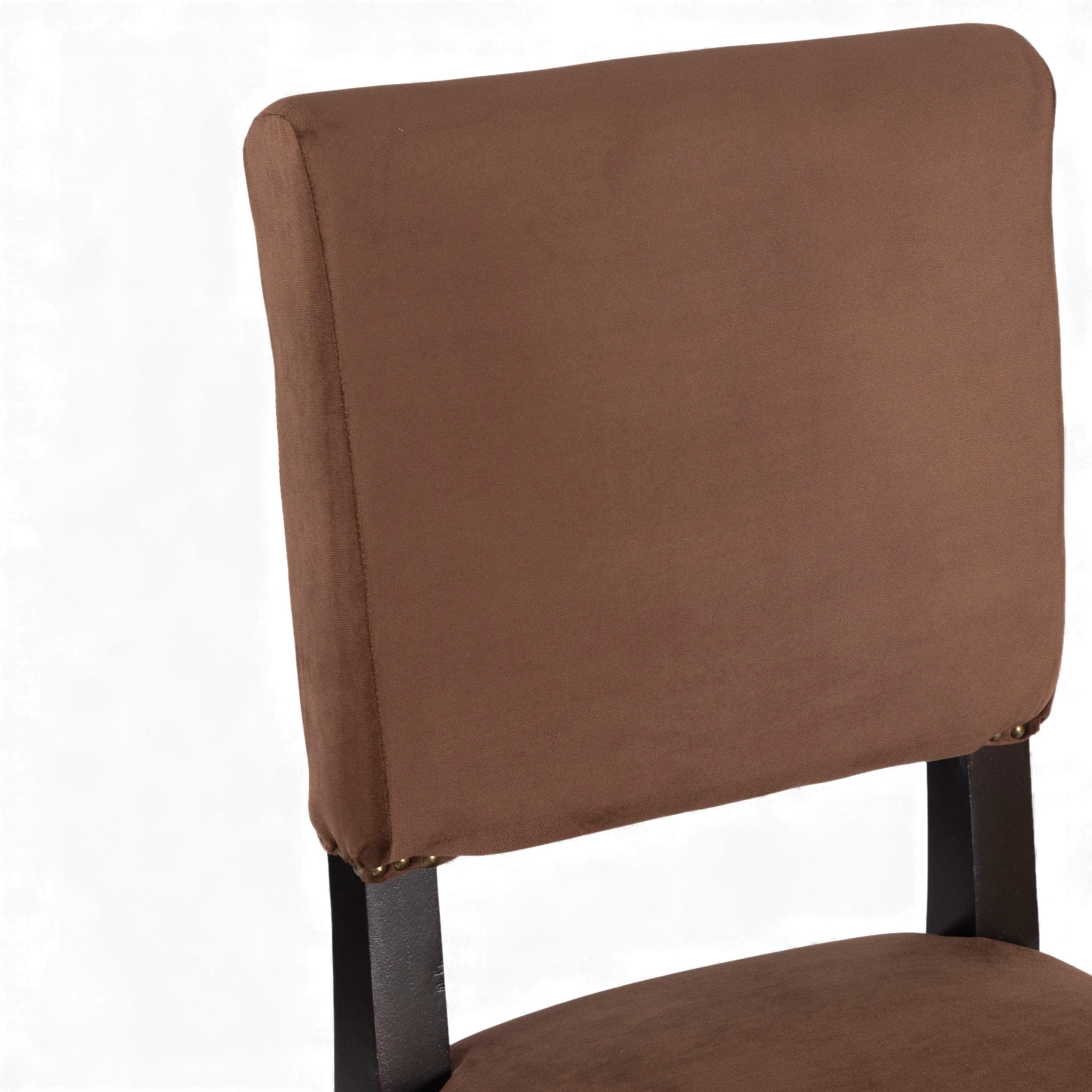Newport wood Dining Chair in Taupe Brown Velvet Upholstery with MAHAGONY FINISH