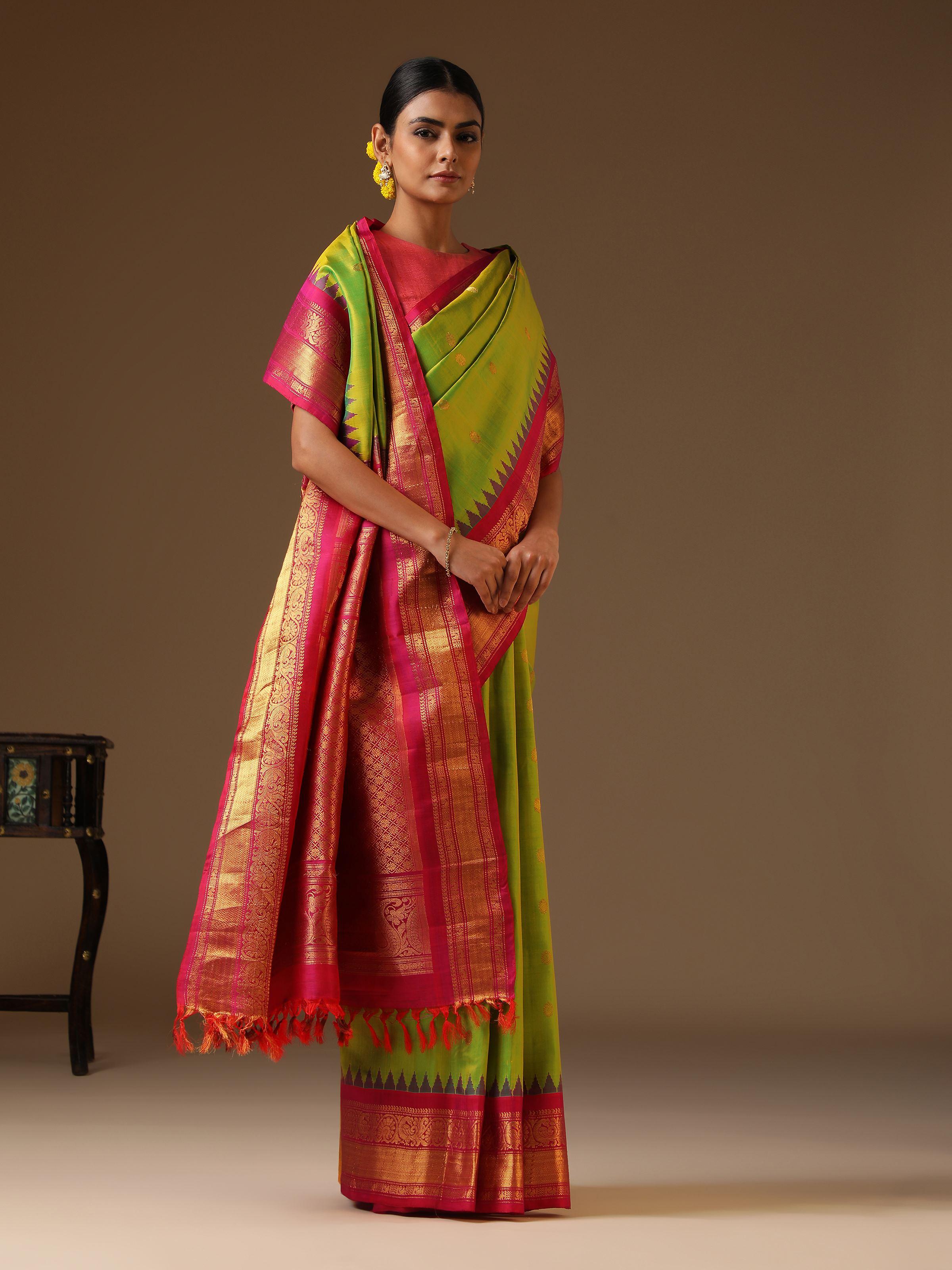 Green Silk Gadwal Saree