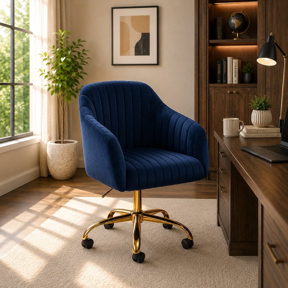 Doe Buck Louise Modern Blue Velvet Office Chair