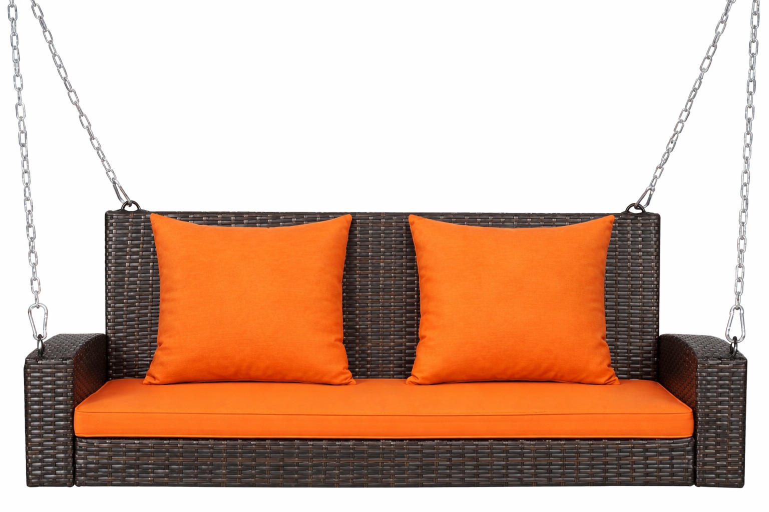 Carry Bird Wicker Patio Furniture Outdoor Balcony Swings In Brown And Orange Colour - Carrybird