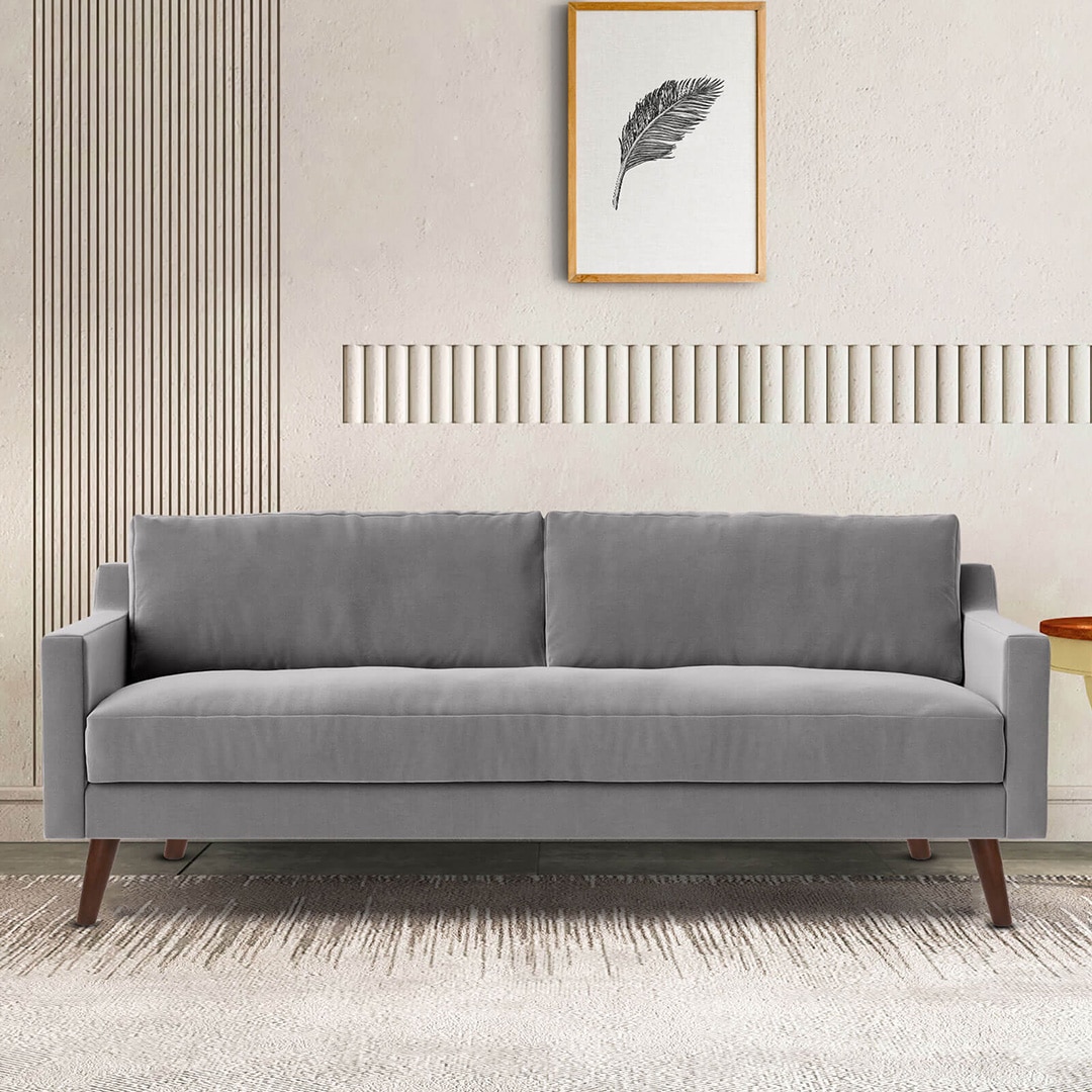 Reiti Velvet 3 Seater Sofa in Grey Colour